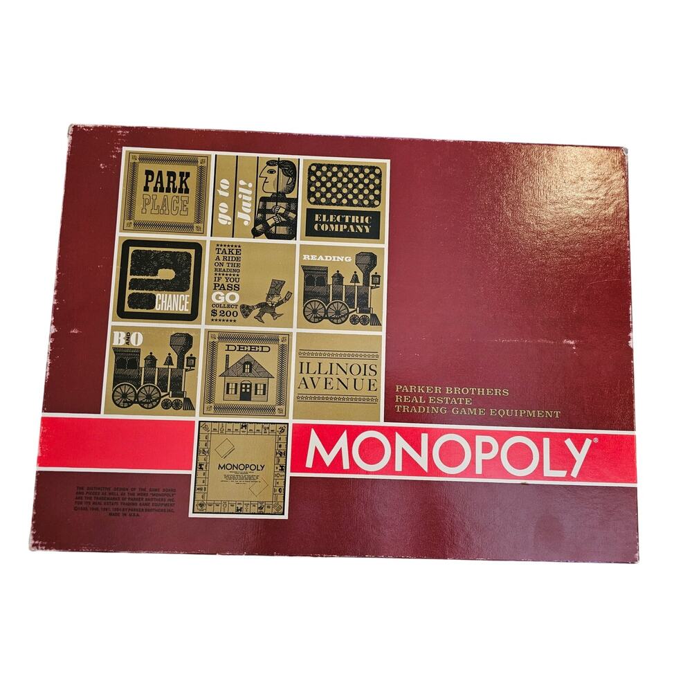 Vintage 1964 Monopoly Game Parker Bros - Big Red Box - Complete - One Owner!